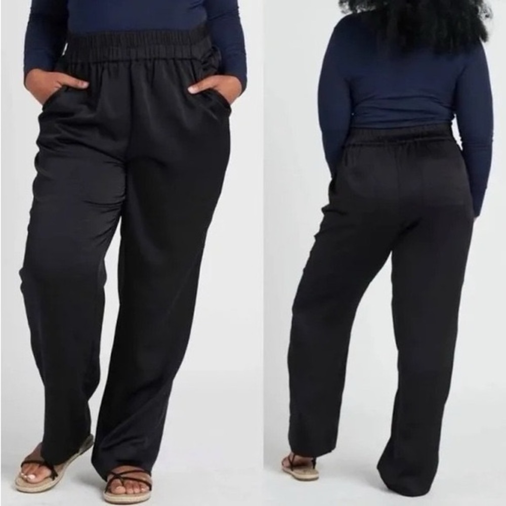Universal Standard Black Lynda Luxe Satin Pants Women’s Size 00/0 4XS NEW